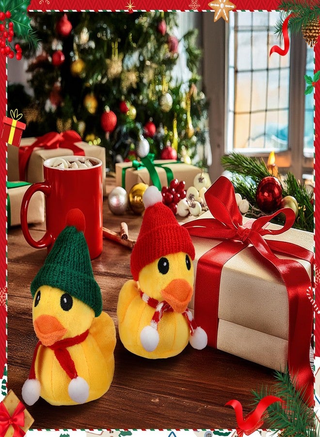 جيريفي مجموعة جيريفي المكونة من 16 قطعة من دمى البط المحشوة القطيفة، هدايا عيد الميلاد، بطة صغيرة 4 بوصة مزينة بقبعة ووشاح لشجرة عيد الميلاد، حيوانات محشوة، هدايا بالجملة، هدايا عيد الميلاد، هدايا حفلات، جوائز - Image 5